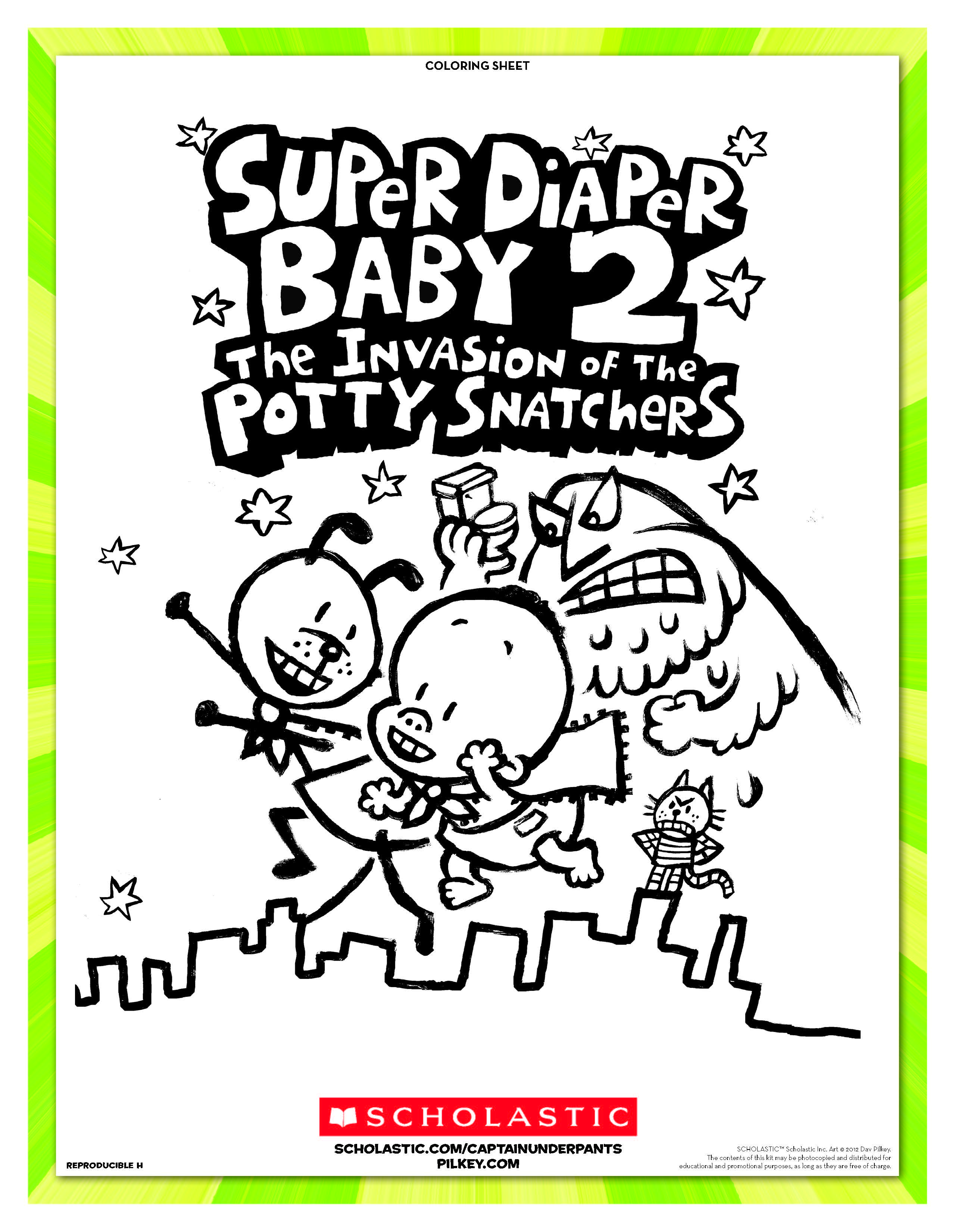 Super Diaper Baby 2: The Invasion of the Potty Snatchers coloring sheet Super Diaper Baby 2: The Invasion of the Potty Snatchers coloring sheet