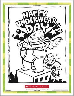 Captain Underpants Happy Underwear Day coloring sheet Captain Underpants Happy Underwear Day coloring sheet